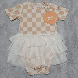 6-12mo NWT Dream Big Little Co. Copper Checkers Tutu Bodysuit Dress